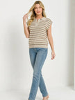 Zenana Viscose Striped Collared Sweater  Style Ratio