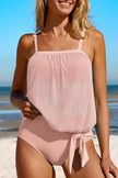 Square Neck Spaghetti Strap Tankini Set  Style Ratio