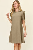 Double Take Full Size Texture Collared Neck Short Sleeve Dress  Style Ratio