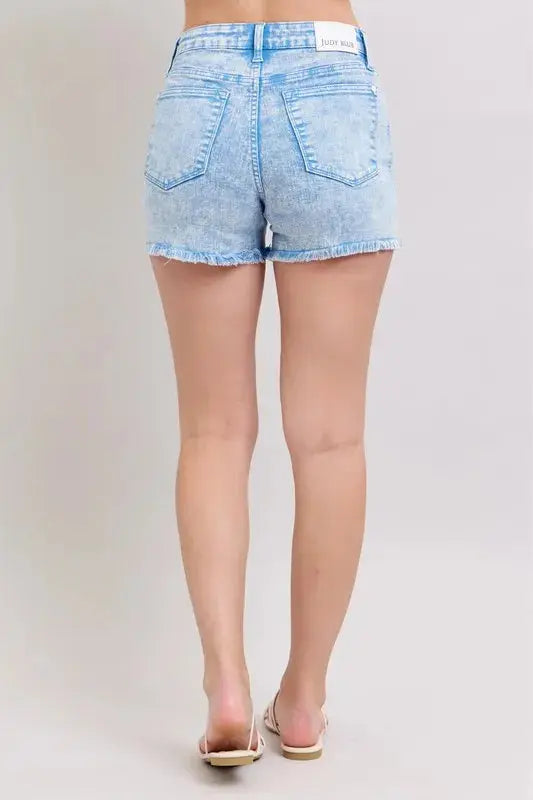 Judy Blue Full Size Mid Rise Garment Dyed Denim Shorts  Style Ratio