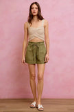 SO ME Paper Bag Patch Pocket Drawstring Twill Shorts  Style Ratio