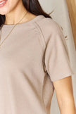 Zenana Baby Waffle Short Sleeve Slit High Low Short Sleeve Shirt  Style Ratio