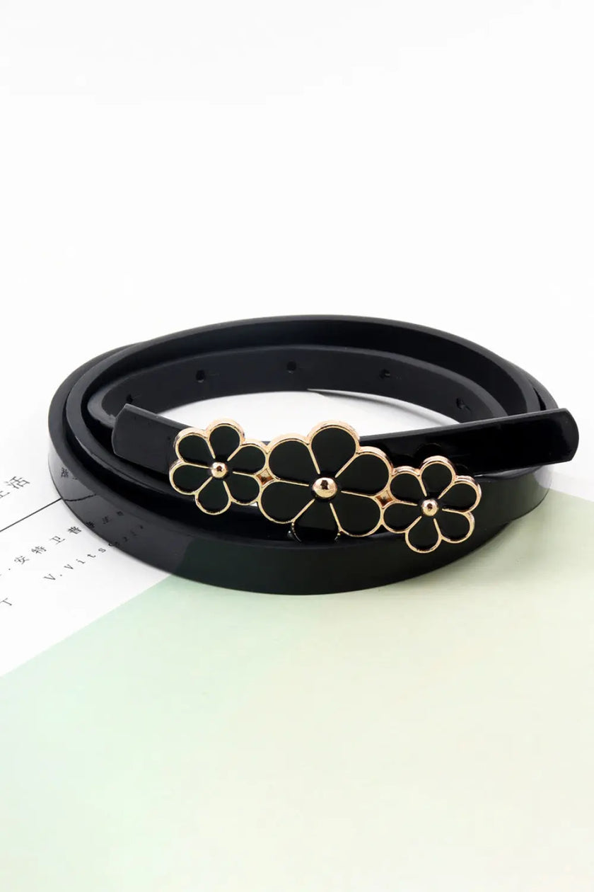Flower Decor Skinny PU Belt  Style Ratio