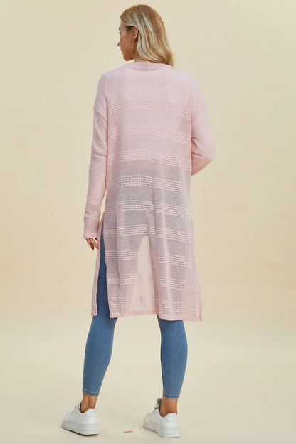 Double Take Open Front Longline Cardigan Trendsi