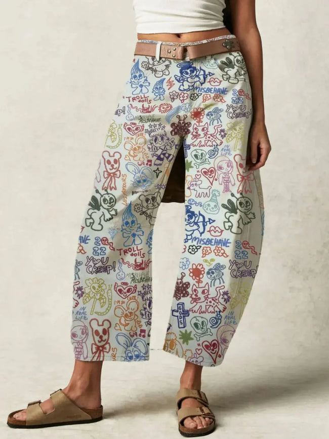 Printed Wide Leg Jeans  Style Ratio