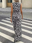 Sleeveless V Neck Leopard Print Jumpsuit  Style Ratio