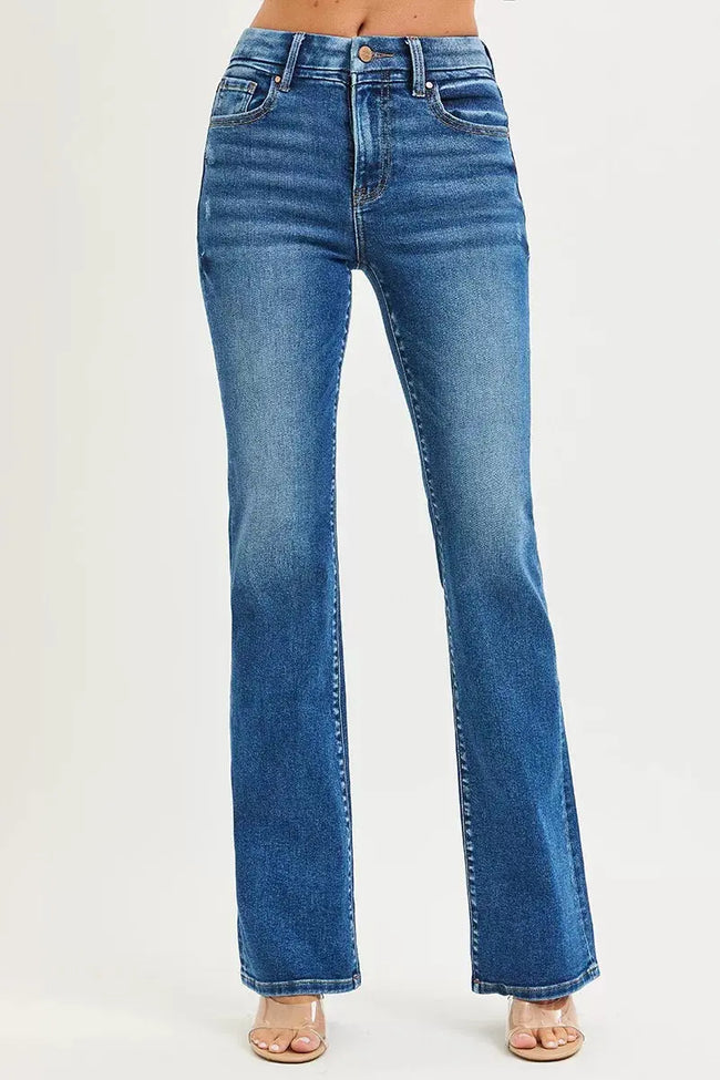 RISEN High Rise  Bootcut Jeans With Distressed Details  Style Ratio