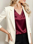 Satin V-Neck Cap Sleeve Blouse  Style Ratio