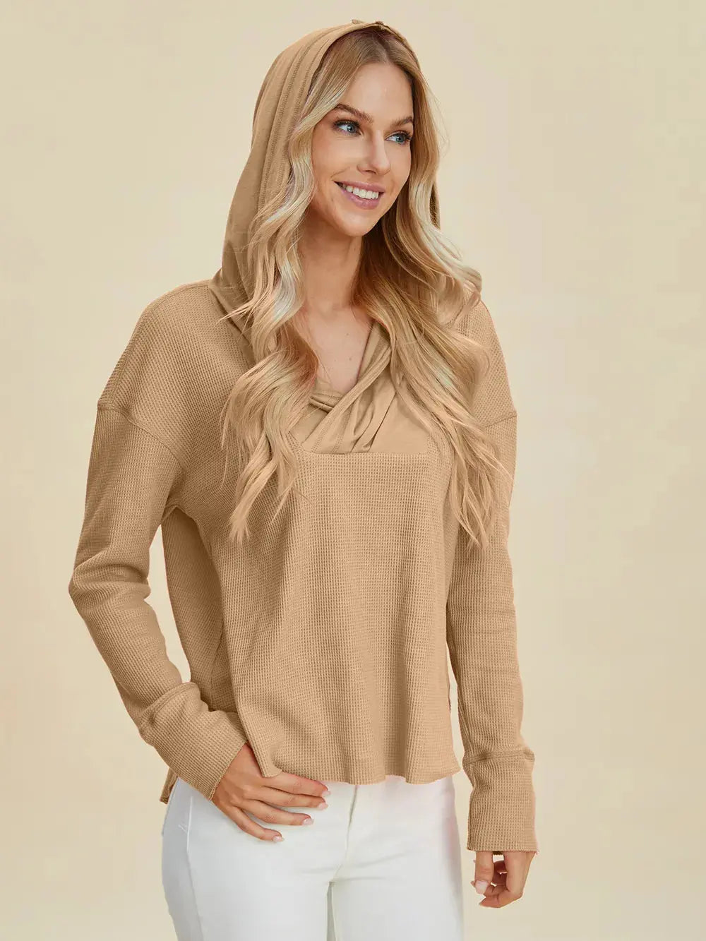Double Take Full Size High Low Dropped Shoulder Long Sleeve Hoodie  Style Ratio