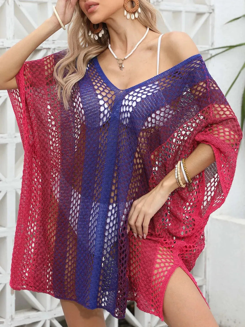 Rainbow Gradient Crochet Beach Cover Up  Style Ratio
