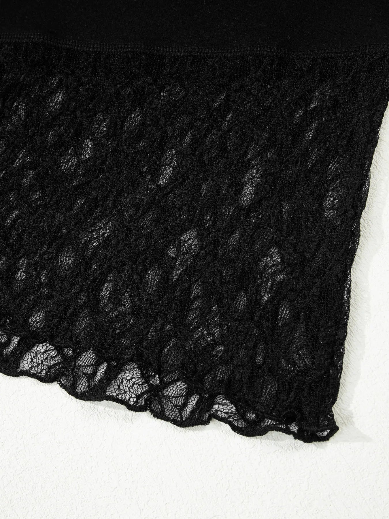 Asymmetric Sheer Floral Lace Long Sleeve Top  Style Ratio