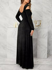 Elegant Cold Shoulder Slit Maxi Dress  Style Ratio