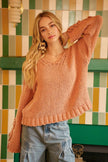 BiBi Chunky Knit Sweater with Flower Detail Sleeves  Style Ratio