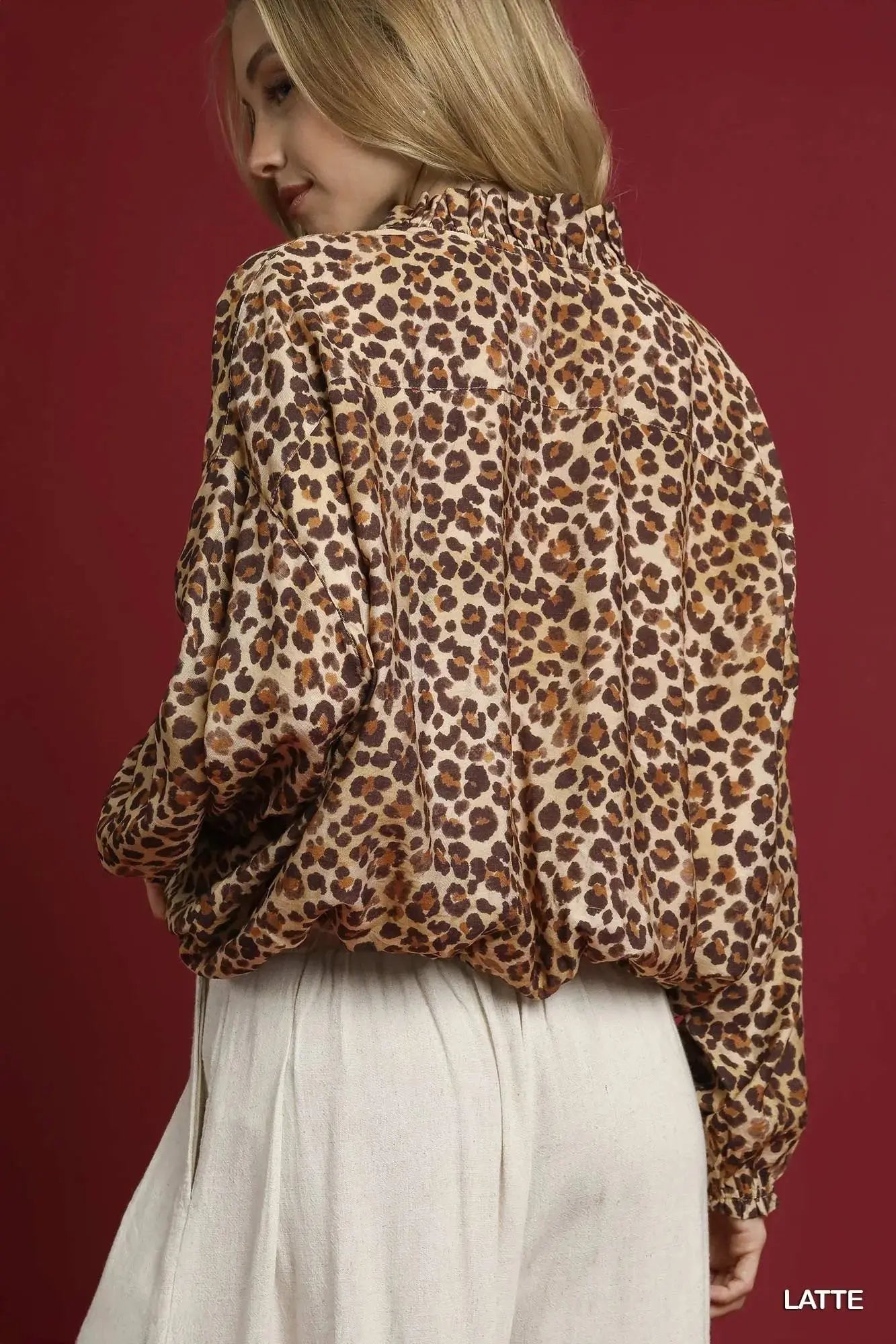 Umgee Leopard Print Balloon Sleeve Blouse  Style Ratio