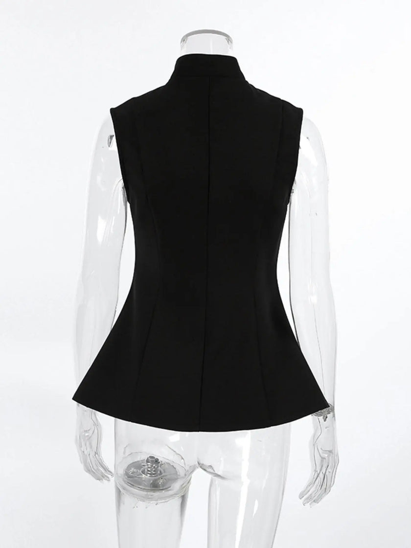 Stand Collar Button-Down Vest Coat  Style Ratio