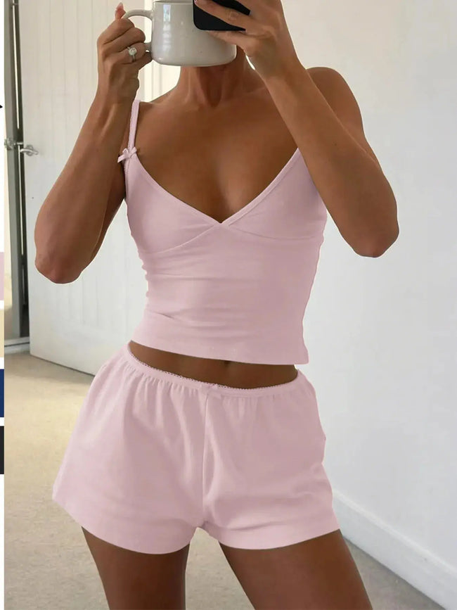 V-Neck Cami and Shorts Loungewear  Style Ratio