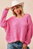 BiBi V Neck Sweater with Colorful Trim  Style Ratio