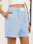 Gingham Elastic Waist Casual Shorts  Style Ratio