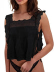 Lace-Trimmed Eyelet Square Neck Top  Style Ratio