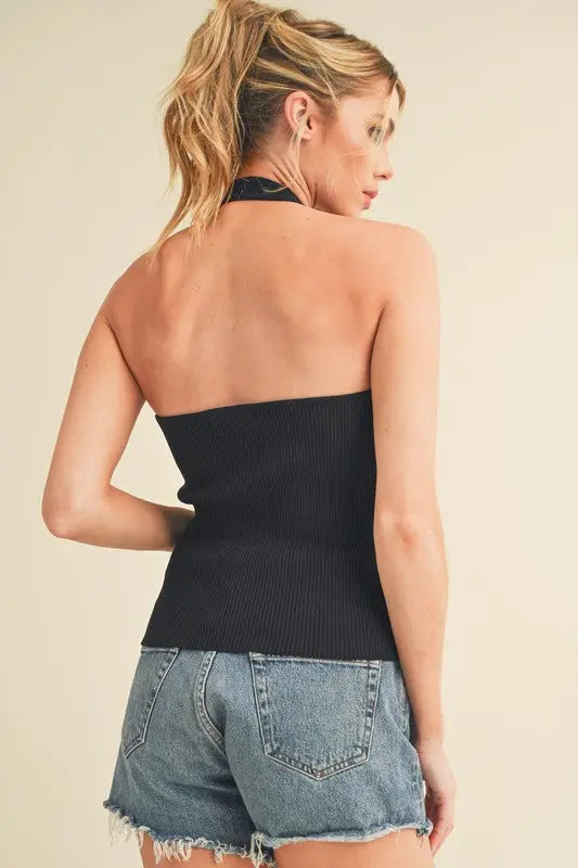 Aemi + Co Ribbed Halter Neck Tank Top  Style Ratio
