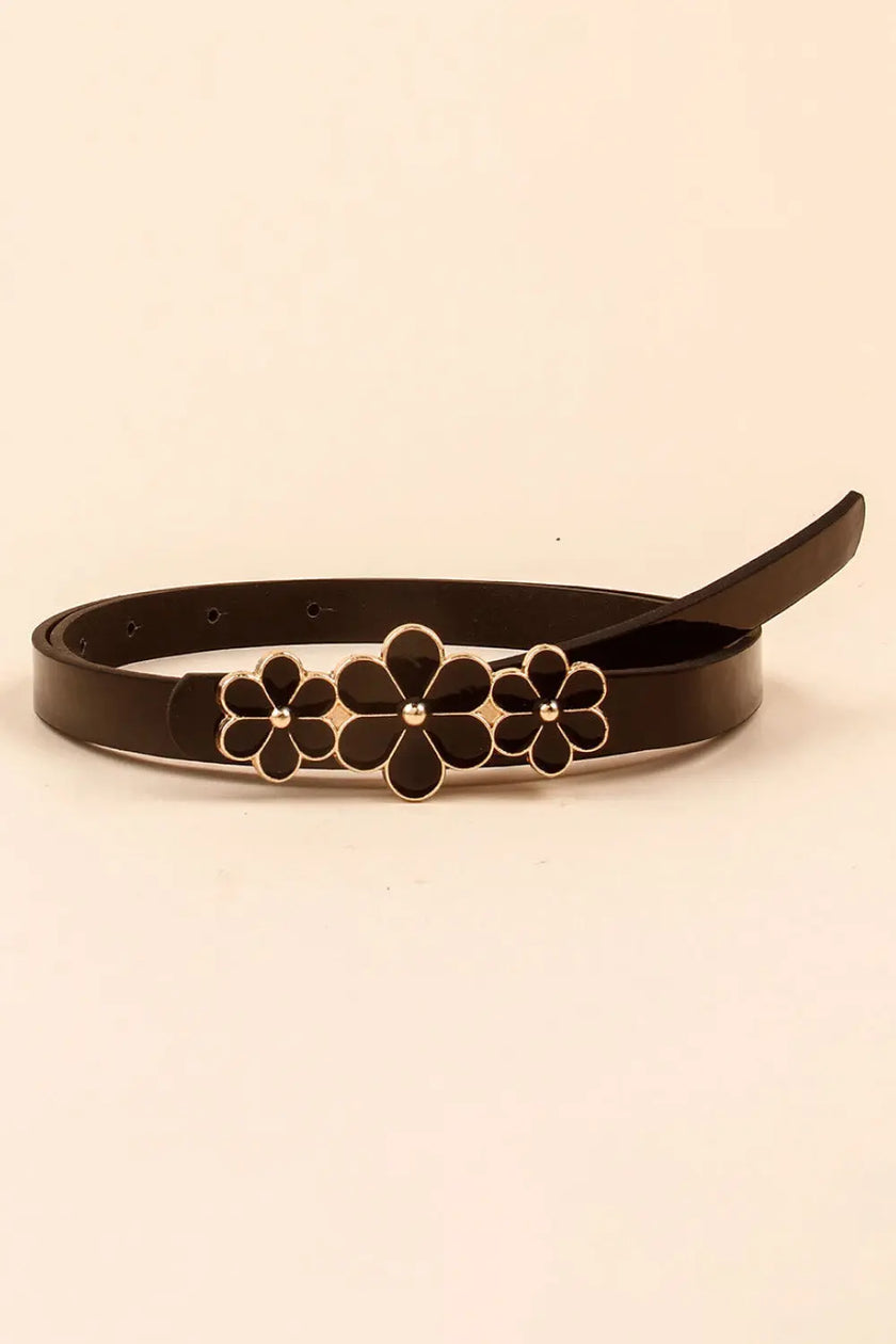 Flower Decor Skinny PU Belt  Style Ratio
