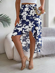 Floral Print Ruffle Hem Asymmetrical Skirt  Style Ratio