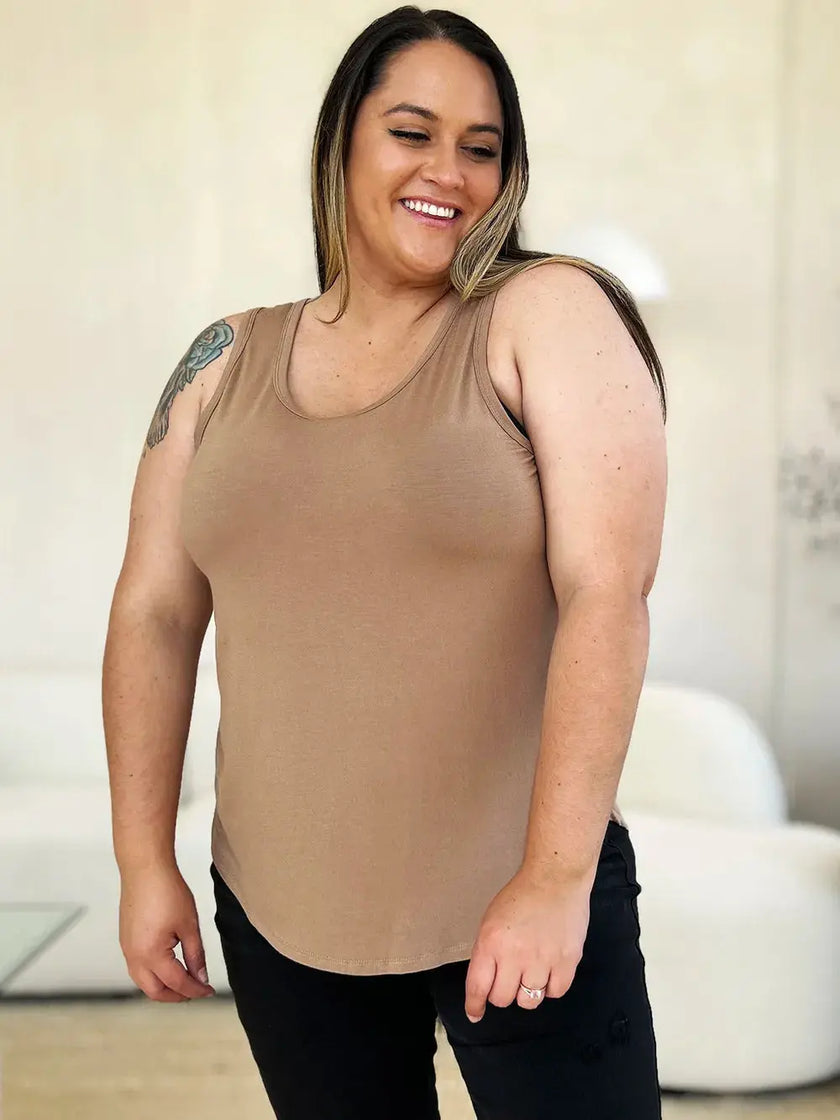 Basic Bae Full Size Round Neck Curved Hem Tank  Style Ratio