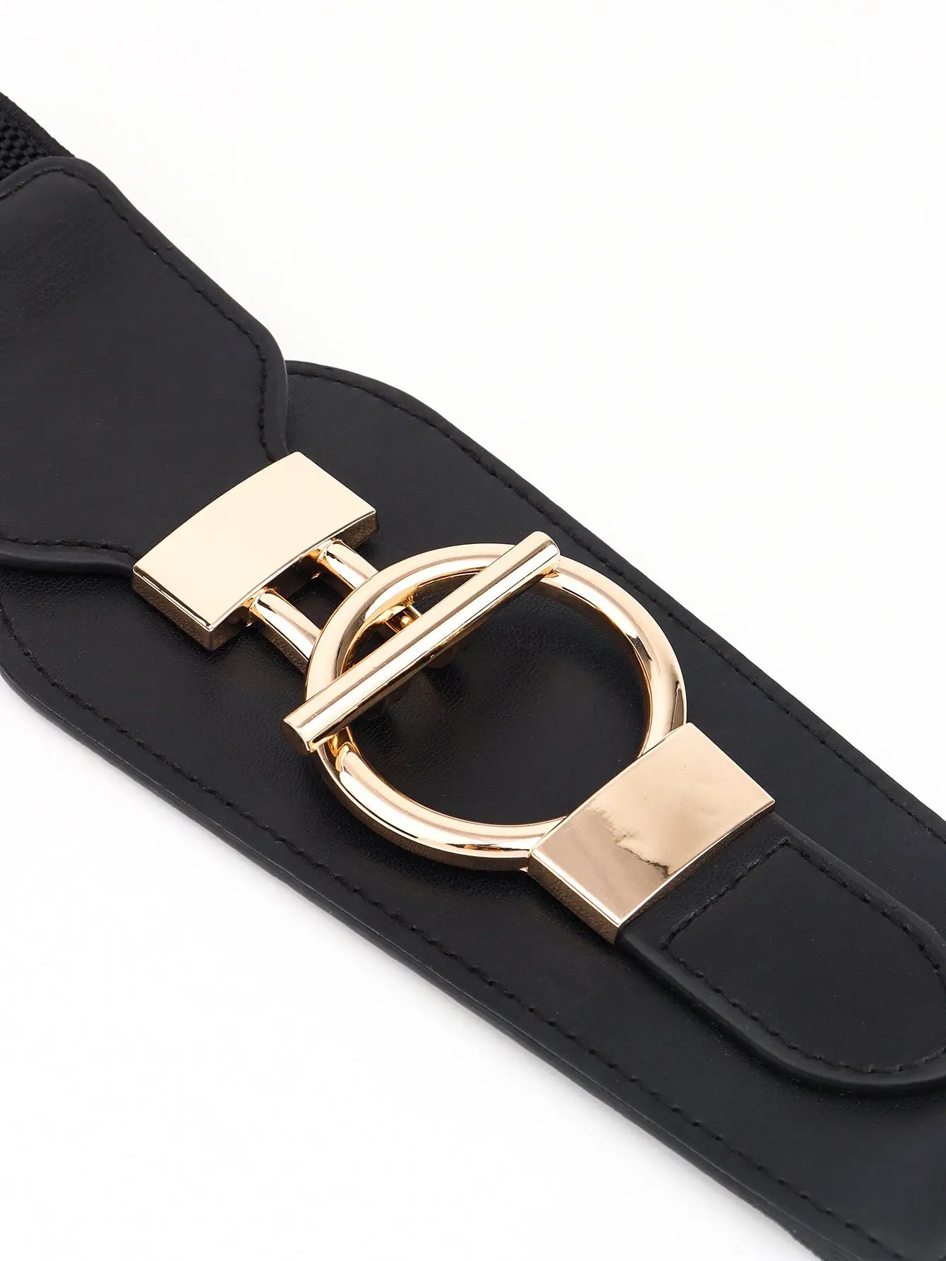 PU Elastic Wide Belt with Alloy Buckle  Style Ratio