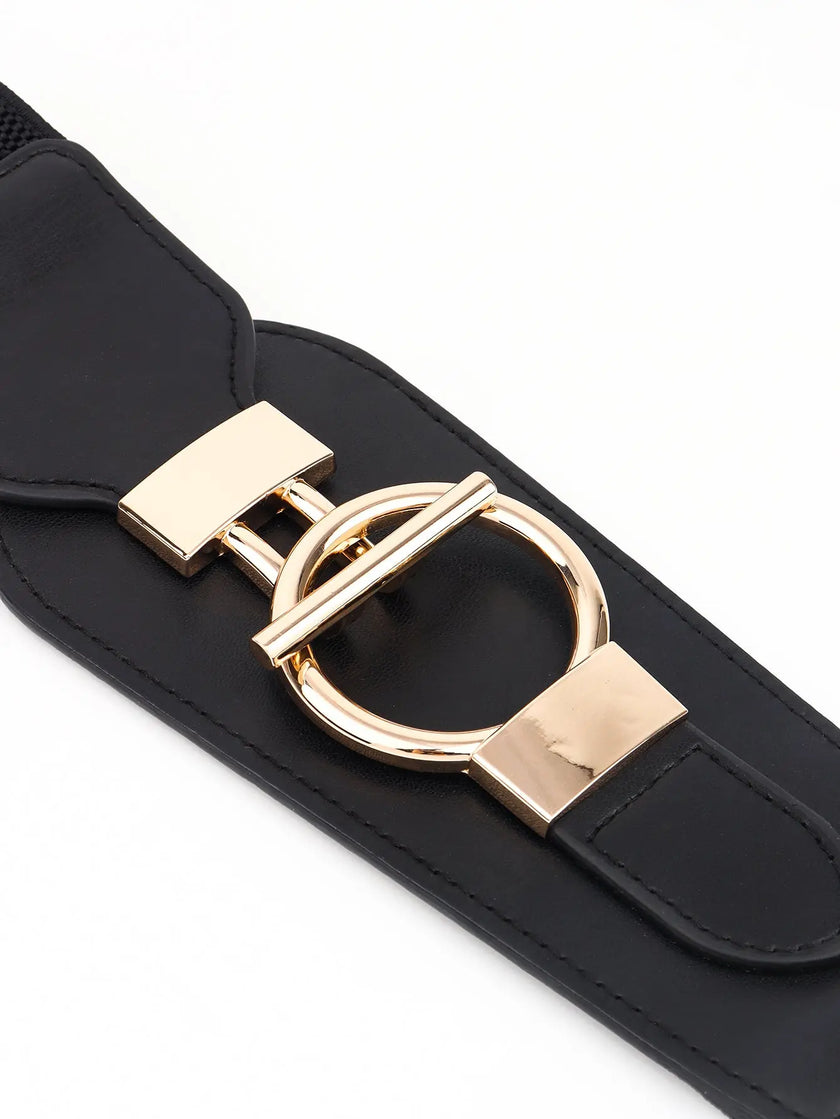PU Elastic Wide Belt with Alloy Buckle  Style Ratio