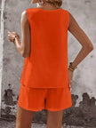 Decor Button Round Neck Tank and Shorts Set  Style Ratio