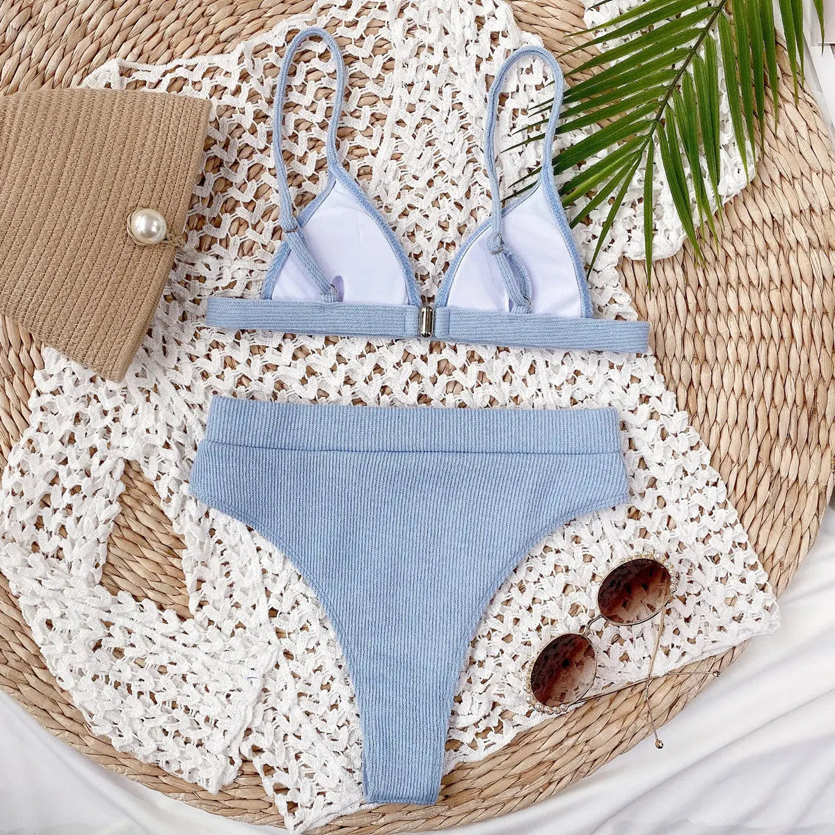 Spaghetti Strap Ribbed Bikini  Style Ratio