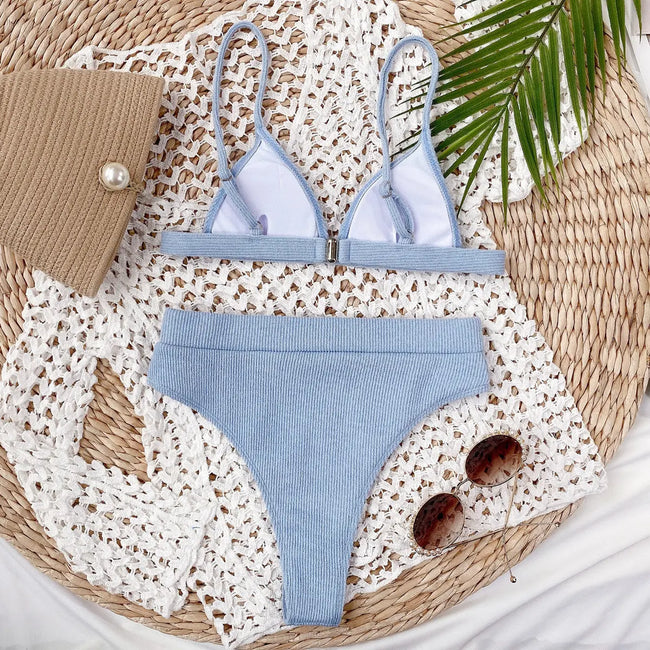 Spaghetti Strap Ribbed Bikini  Style Ratio
