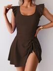 Ruffled Sleeve One-Piece Swim Dress  Style Ratio