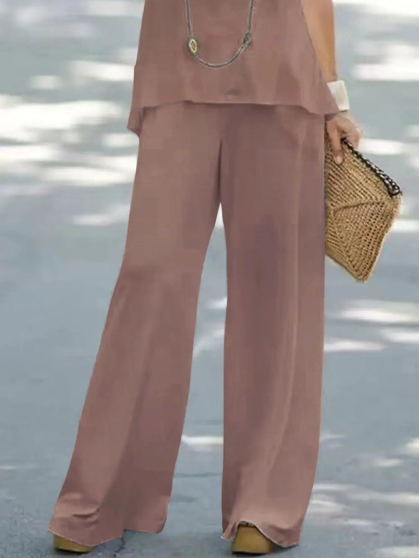 Halter Top and Wide Leg Pants Matching Set  Style Ratio