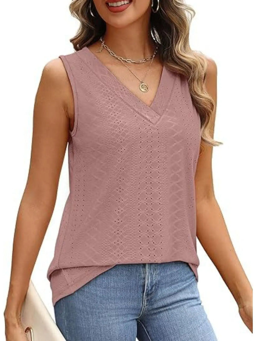 Eyelet V-Neck Tank  Style Ratio