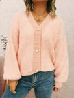 Fuzzy Button-Up Long Sleeve Cardigan  Style Ratio