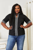 Double Take Embroidered Notched Neck Blouse  Style Ratio