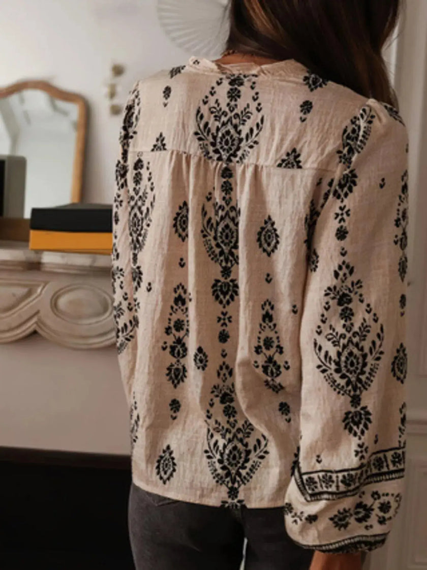 Printed Long Sleeve Blouse  Style Ratio