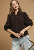 Umgee Corduroy Ruffle Shirt with Long Puff Sleeves  Style Ratio