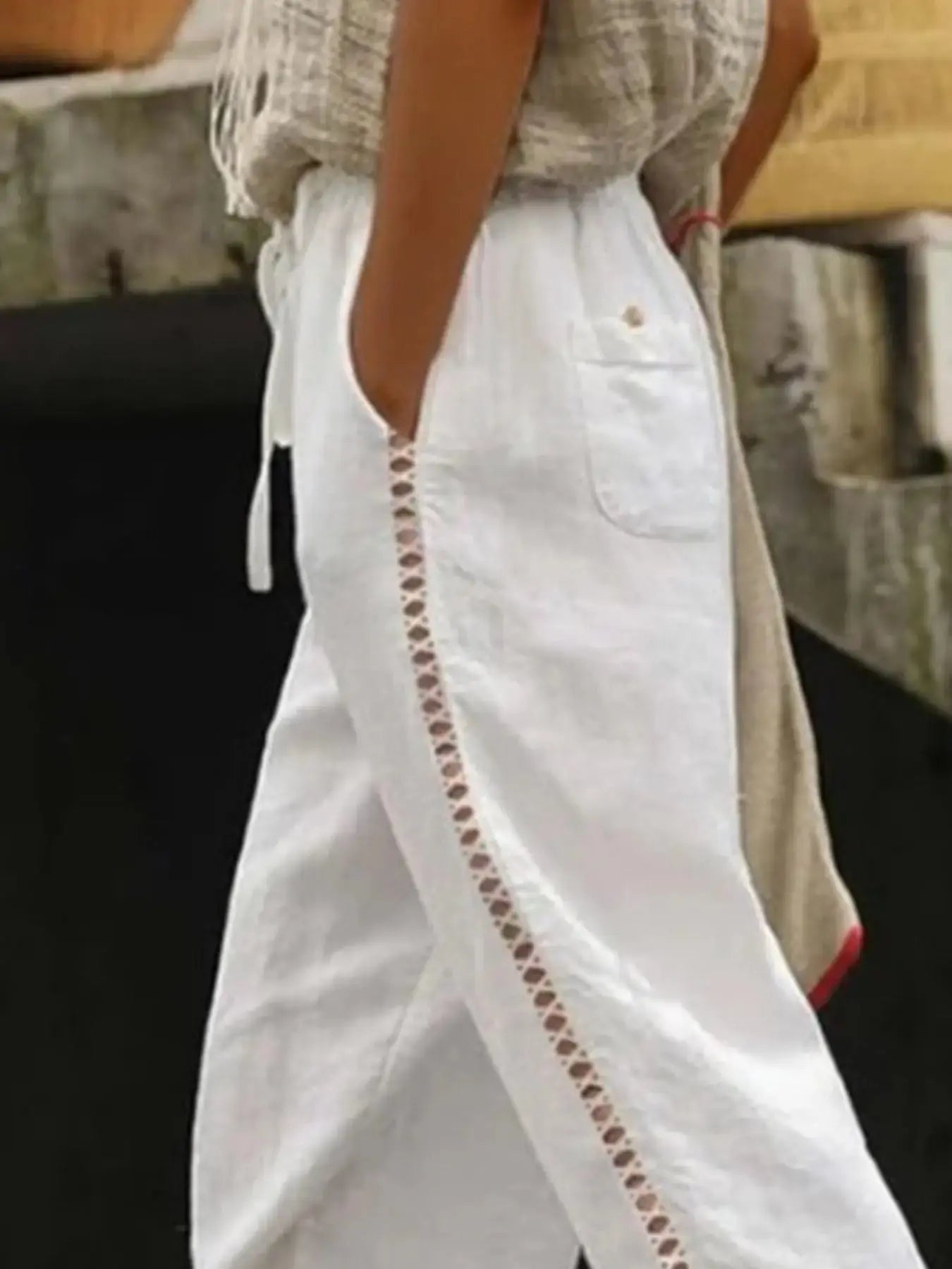 Hollow Out Trim Cropped Pants  Style Ratio