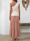 One-Shoulder Top and Geometric Print Maxi Skirt Set  Style Ratio