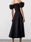Puff Sleeve Tie Front Slit Midi Dress  Style Ratio
