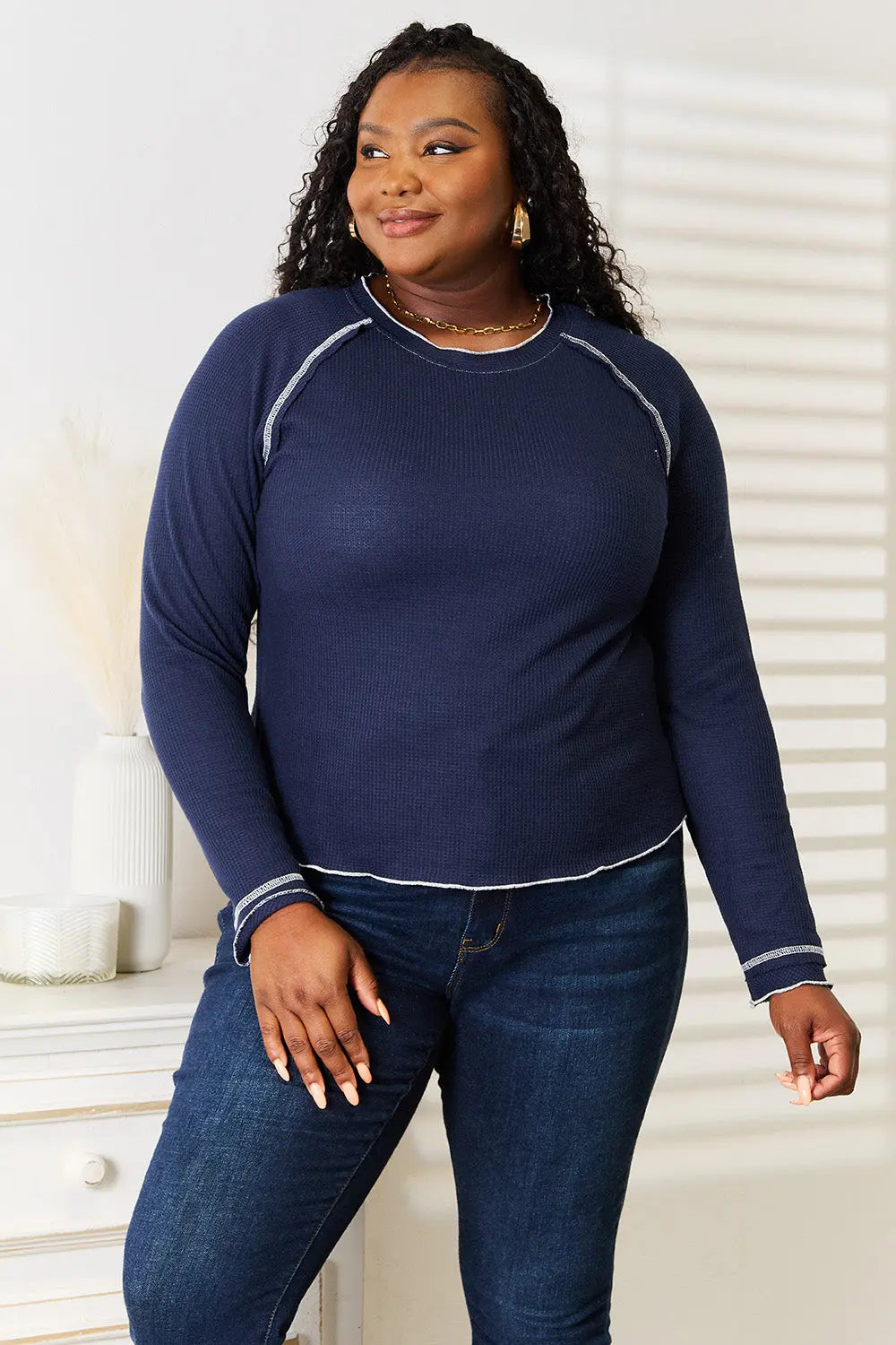 Basic Bae Long Raglan Sleeve Round Neck Sweatshirt  Style Ratio