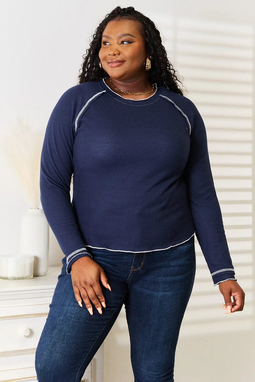 Basic Bae Long Raglan Sleeve Round Neck Sweatshirt  Style Ratio