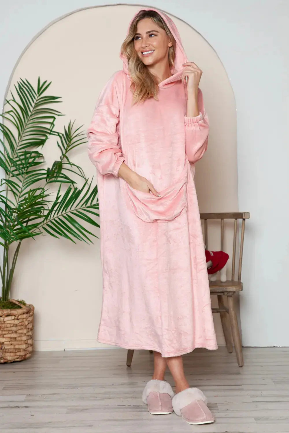 Double Take Pocketed Hooded Midi Lounge Dress  Style Ratio