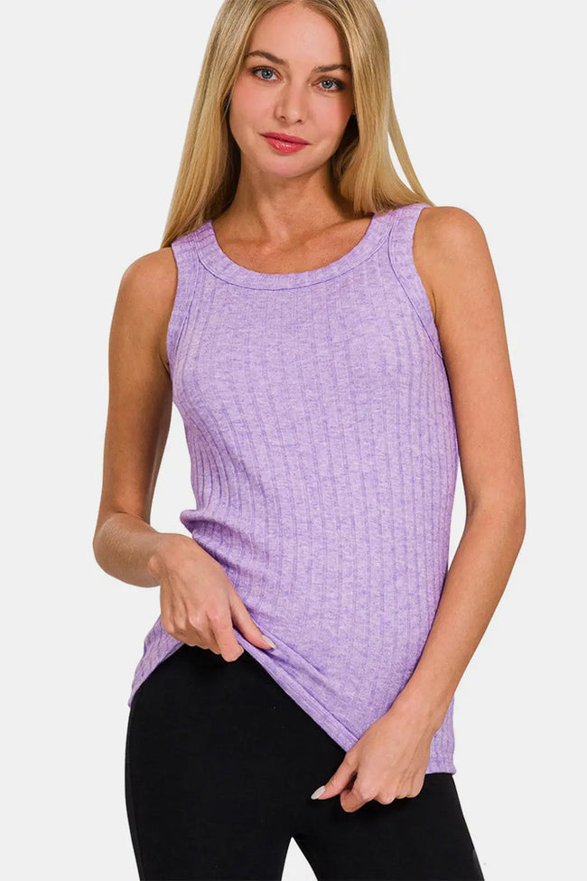 Zenana Ribbed Round Neck Tank Top  Style Ratio