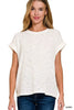 Zenana Hacci Slub Rolled Up Short Sleeve Shirt  Style Ratio