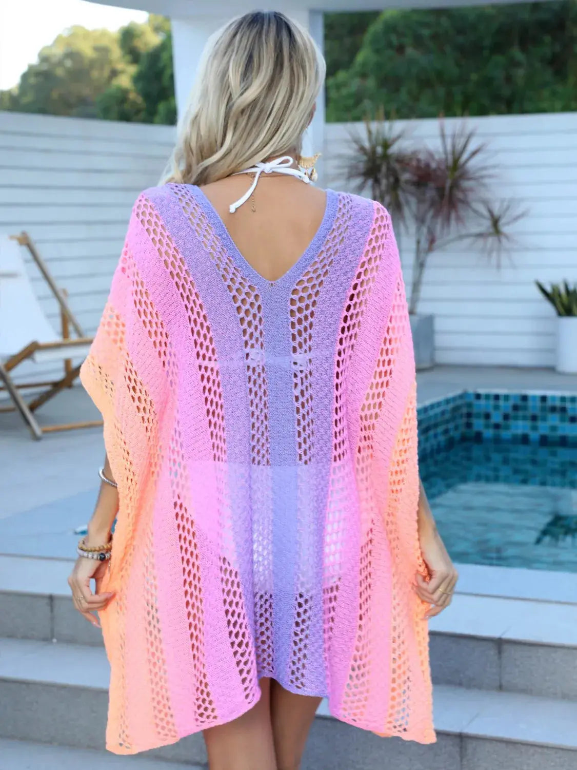Rainbow Gradient Crochet Beach Cover Up  Style Ratio
