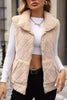 Fuzzy Plaid Texture Zip Up Vest Coat  Style Ratio