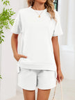 Round Neck Short Sleeve Shirt and Shorts Loungewear  Style Ratio